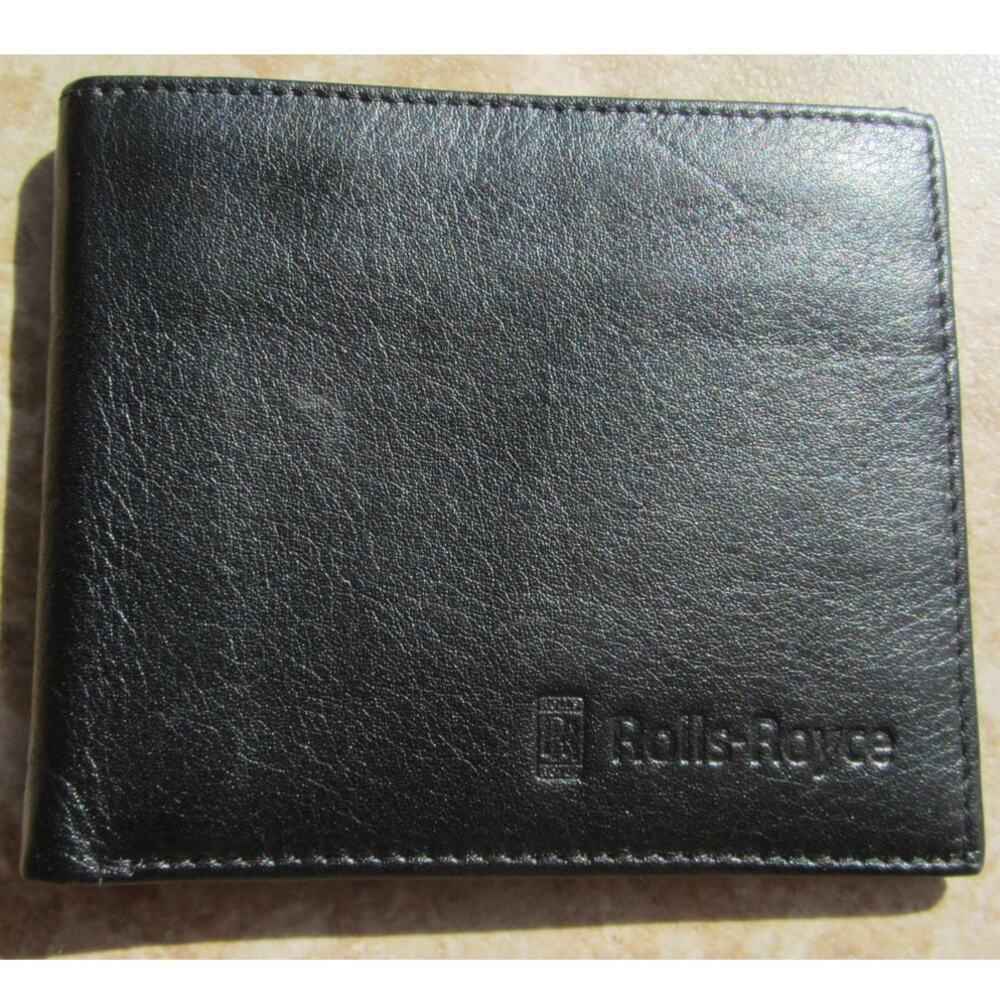 Rolls-Royce Authentic Bifold Genuine Black Leather Wallet LIKE NEW
